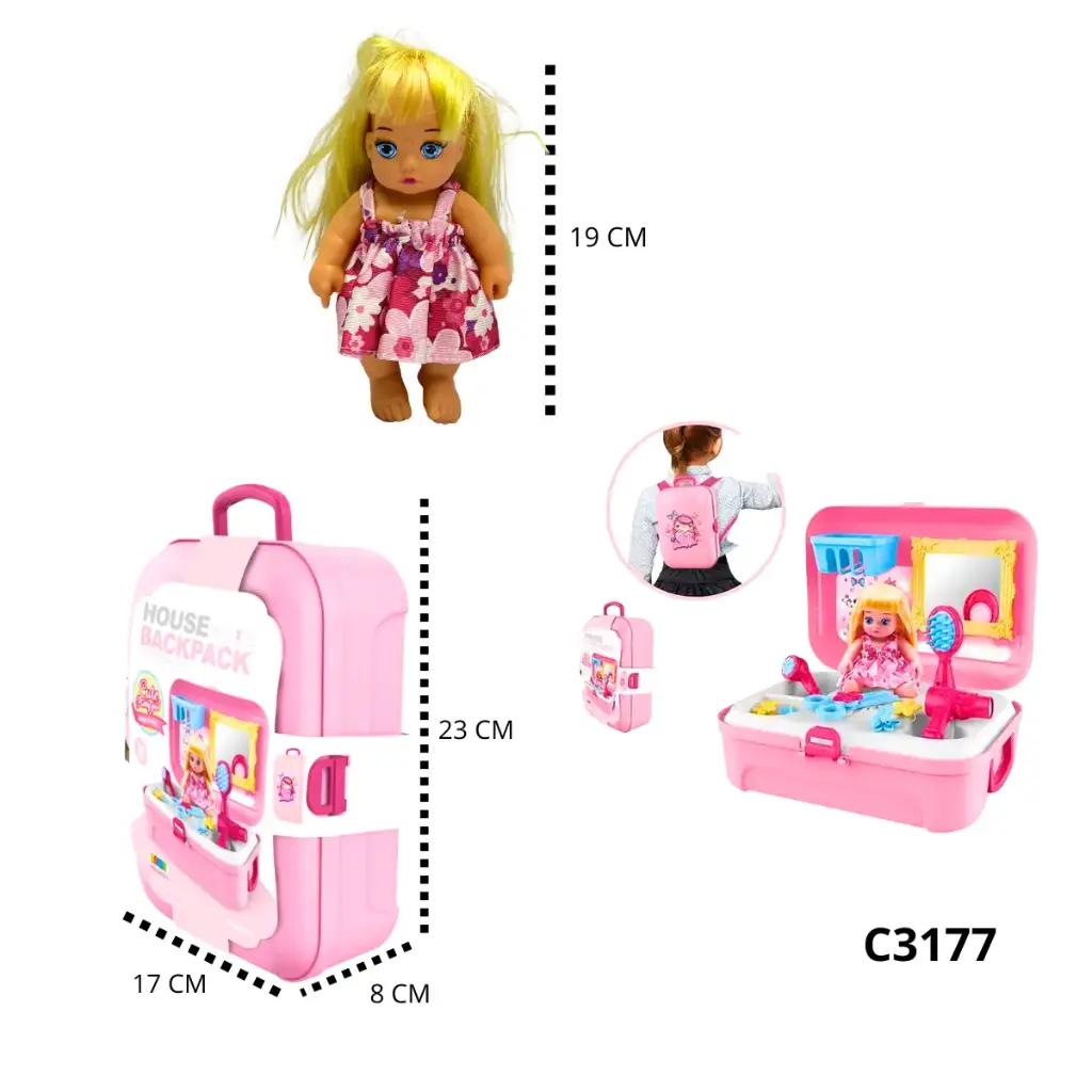 C3177 MALETIN SET DE MAQUILLAJE CON MUÑECA