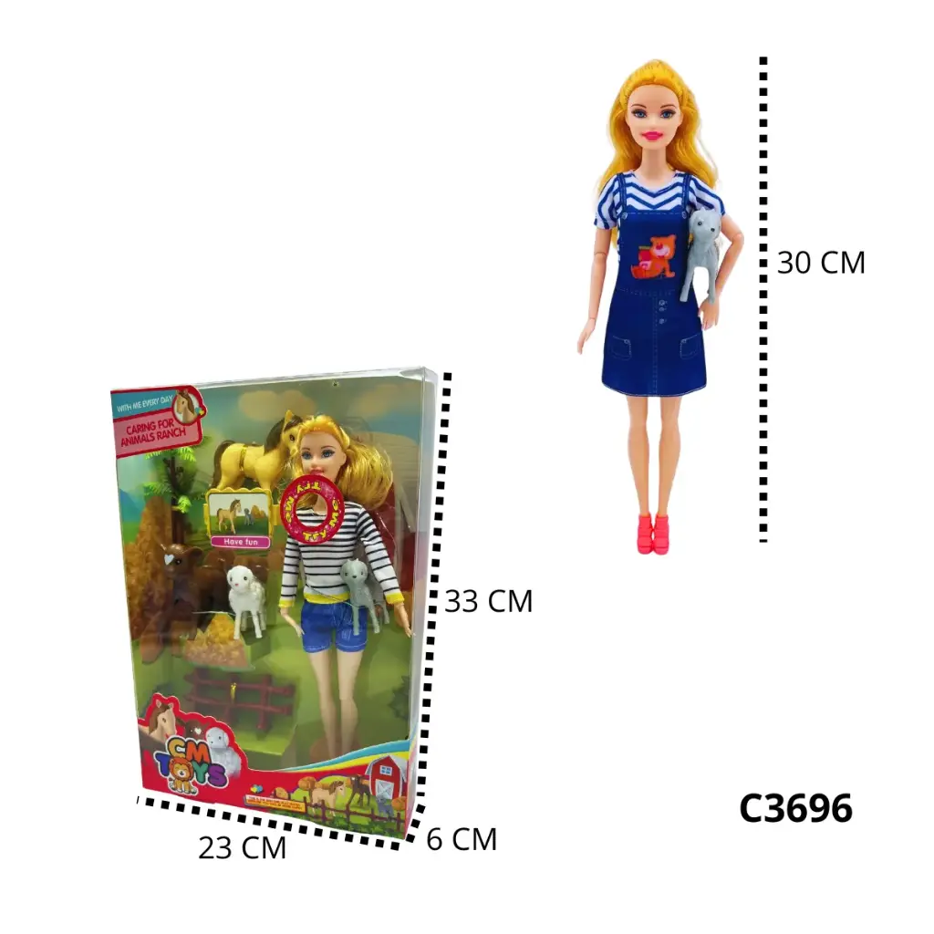 C3696 MUÑECA CON MASCOTAS Y ACCESORIOS