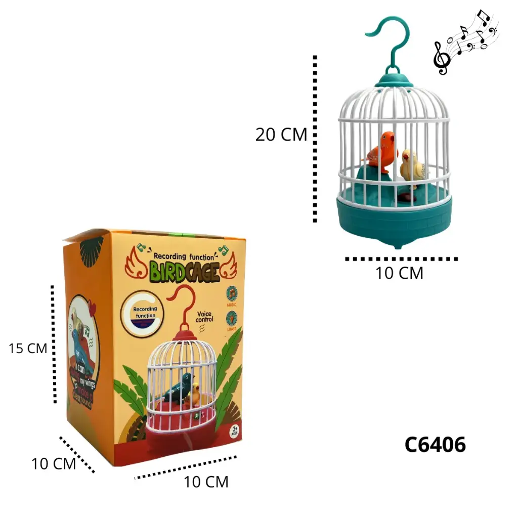 C6406 JAULA DE PAJAROS CON SONIDO Y REPETIDOR DE VOZ