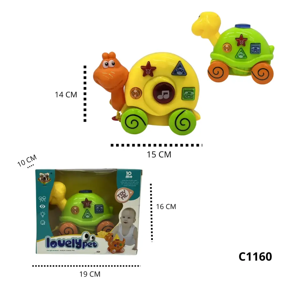 TORTUGA Y CARACOL CON CORDON DE ARRASTRE CON LUZ Y SONIDO