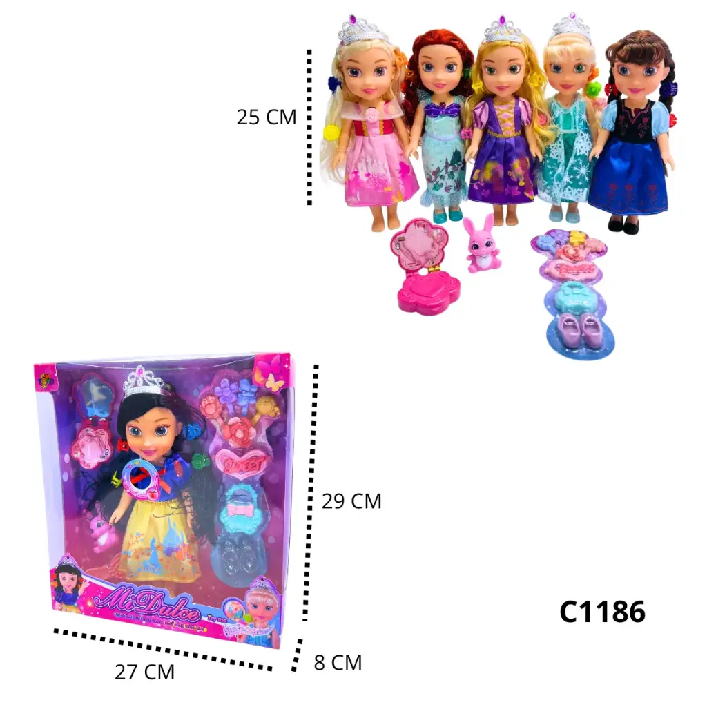 C1186 PRINCESAS CON ACCESORIOS MEDIANA CUATRO MODELOS