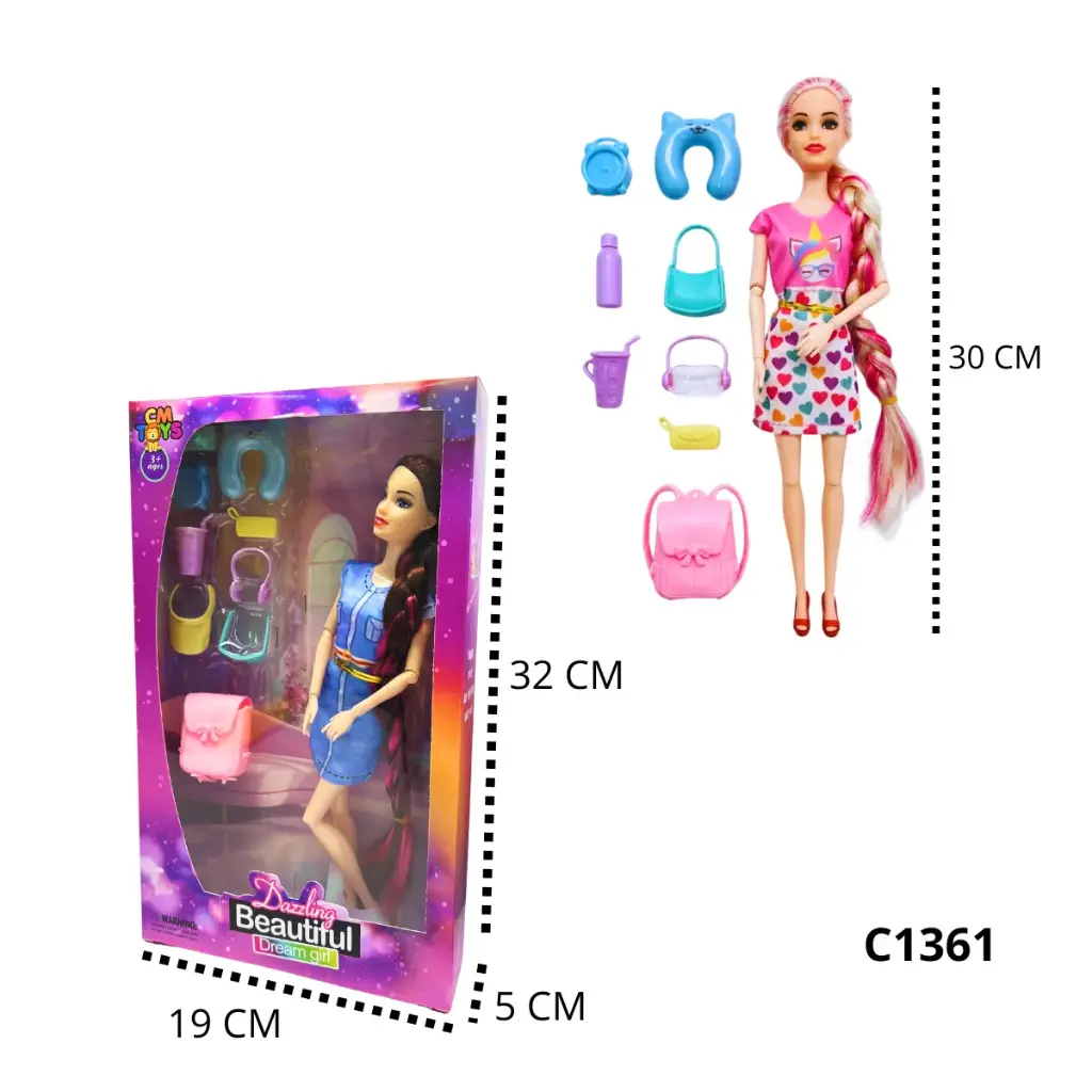 C1361 MUÑECA FLACA CON ACCESORIOS