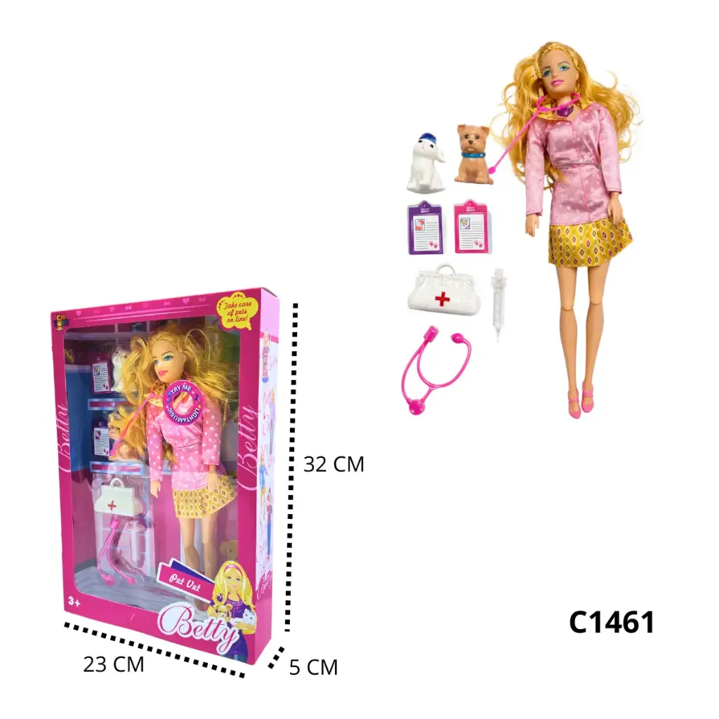 C1461 MUÑECA VETERINARIA CON MASCOTA LUZ Y SONIDO