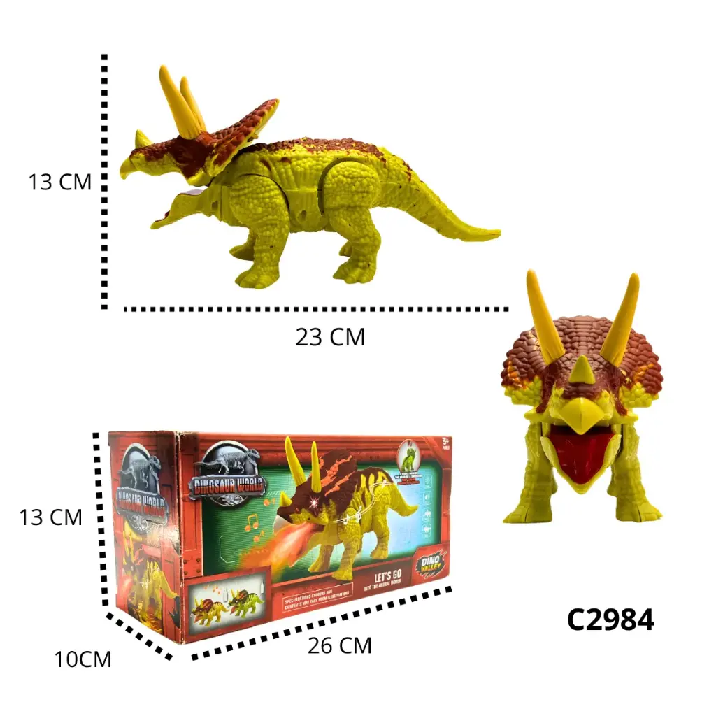 C2984 DINOSAURIO TRICERATOPS CON MOVIMIENTO, LUZ, SONIDO Y VAPOR