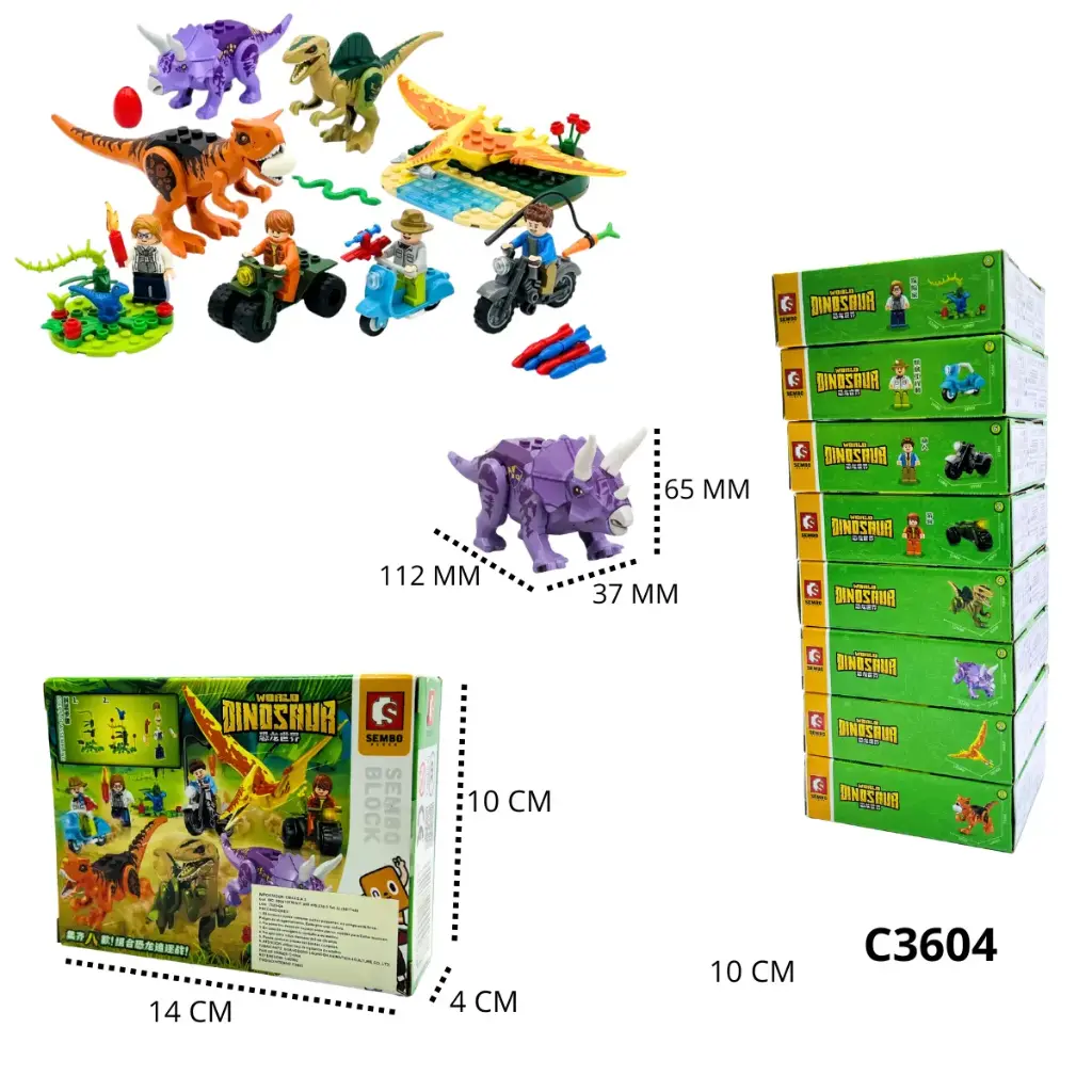 C3604 FICHAS DE ARMAR DINOSAURIO 8 MODELOS