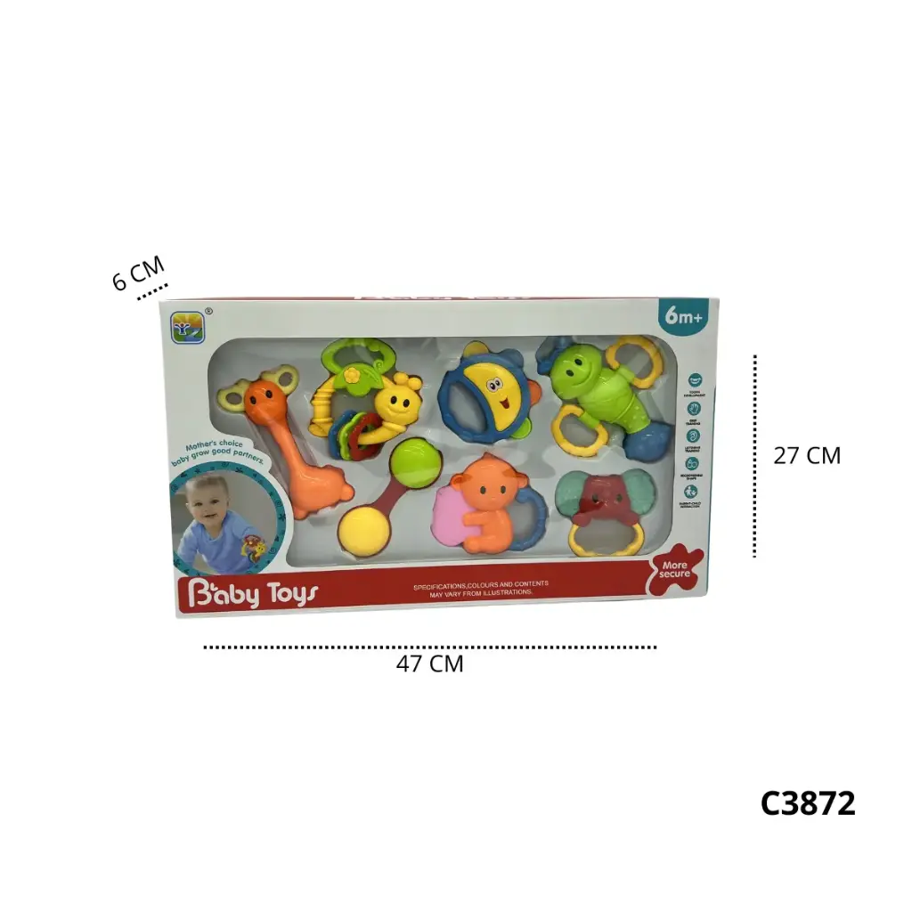 C3872 SONAJERO MORDEDOR DE ESTIMULACIÓN TEMPRANA X7 PCS