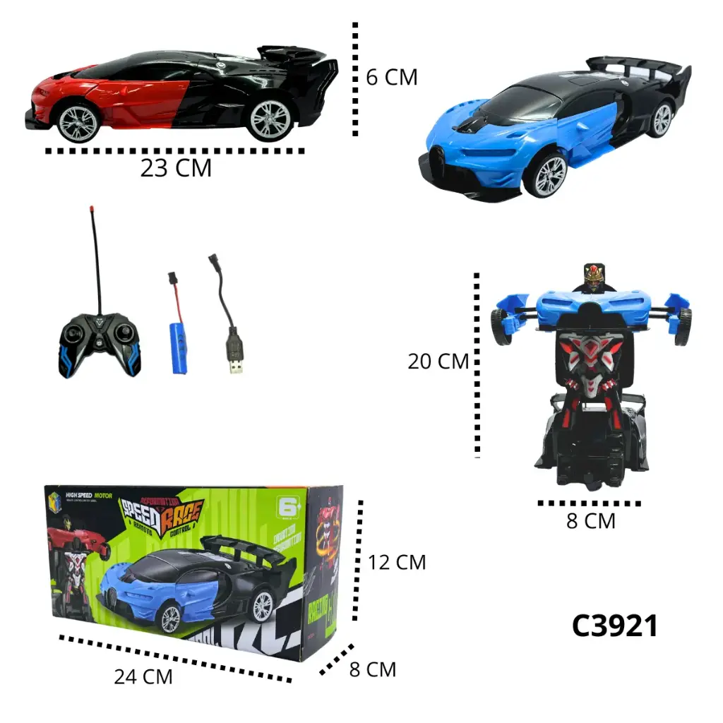 C3921 CARRO CONTROL REMOTO TRANSFORMERS RECARGABLE