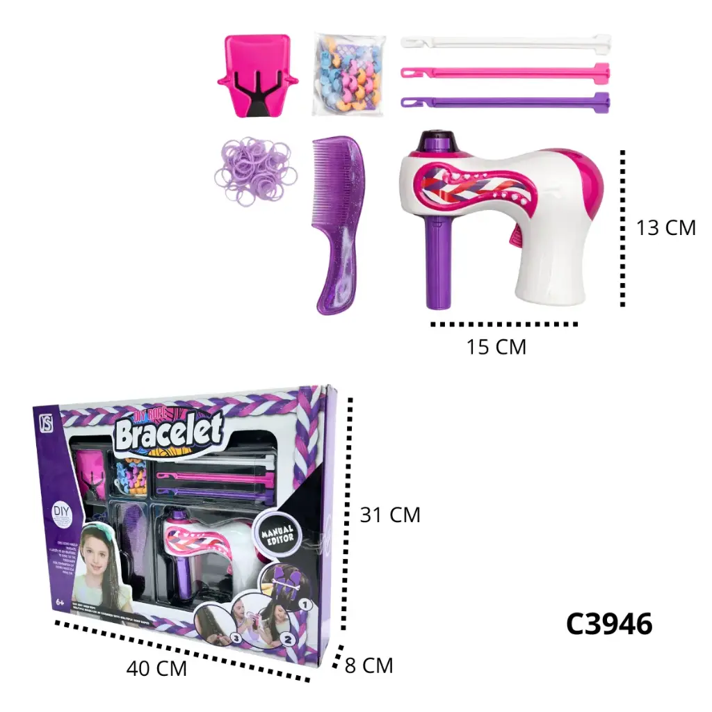 C3946 SET PARA HACER PEINADOS TRENZAS NIÑAS INTERACTIVO
