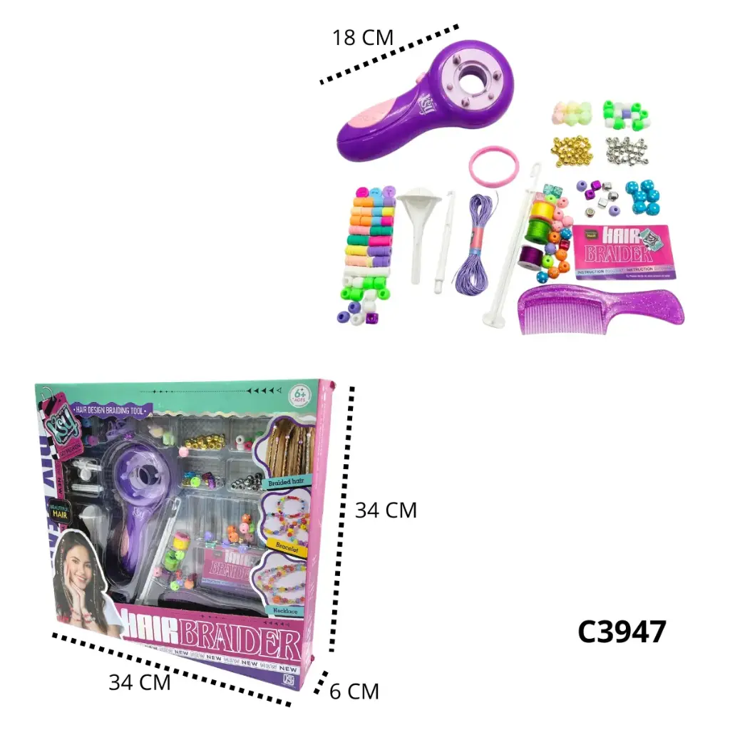 C3947 SET PARA HACER PEINADOS TRENZA CABELLO NIÑA