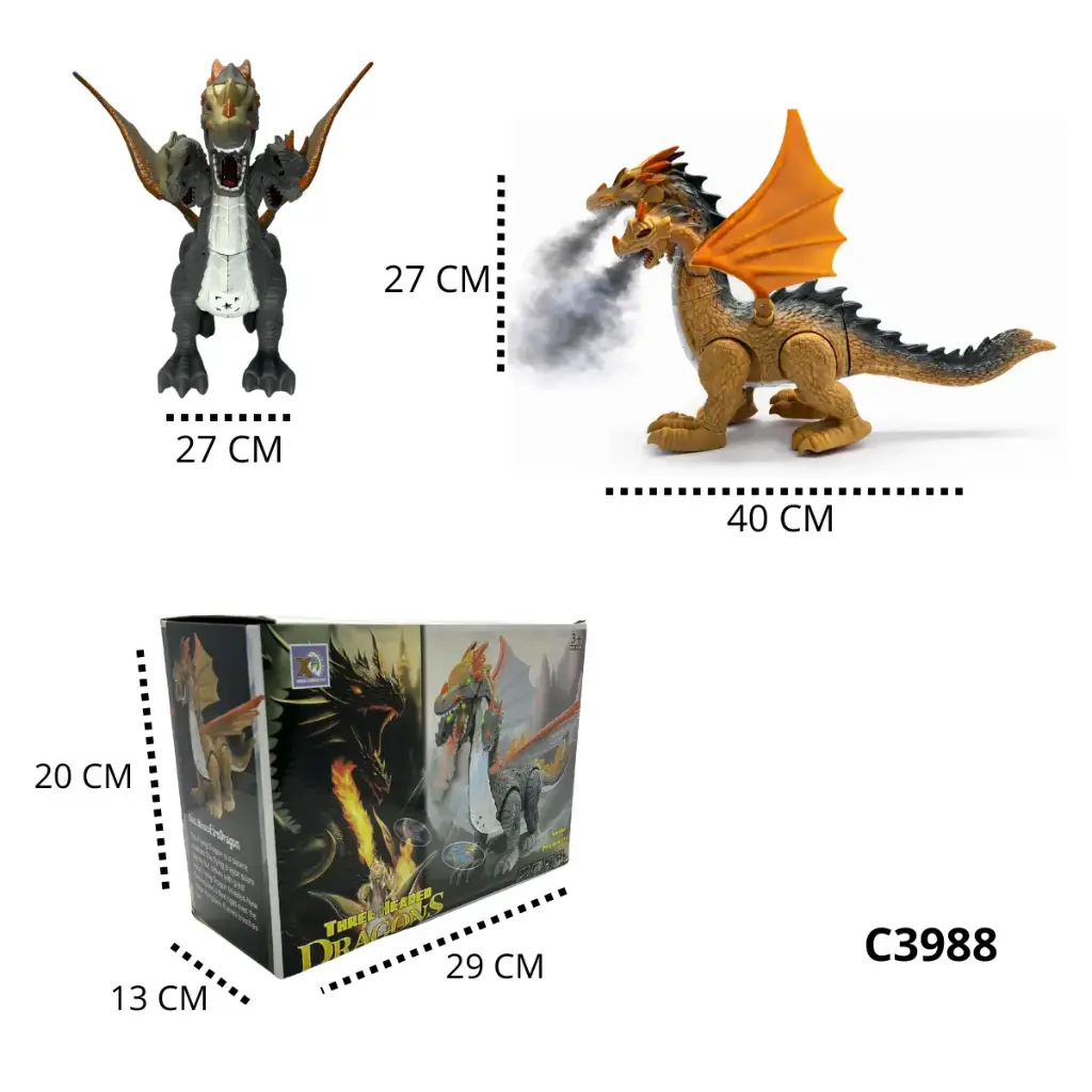 C3988 DRAGÓN CAMINADOR CON PROYECTOR DE IMAGEN, BOTAHUMO CON LUZ Y SONIDO