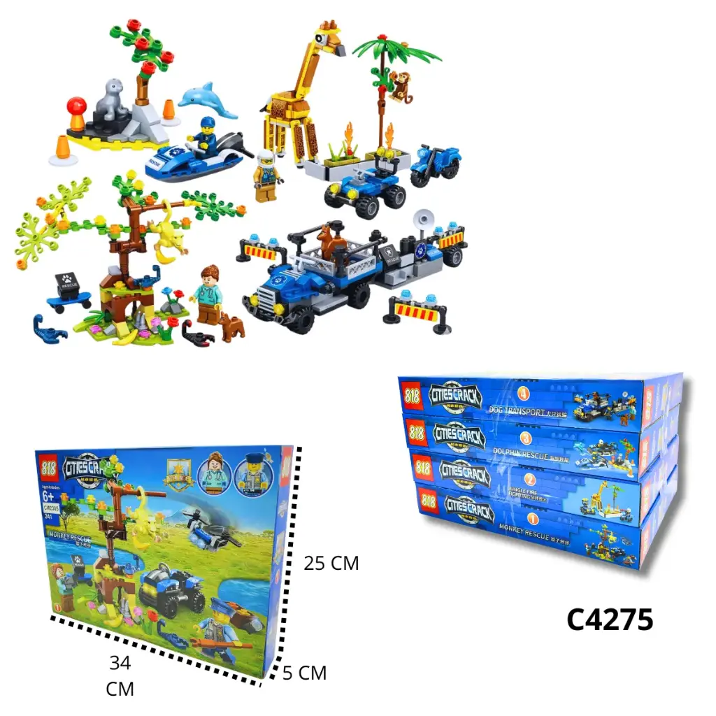 C4275 FICHAS DE ARMAR RESCATE ANIMAL X4