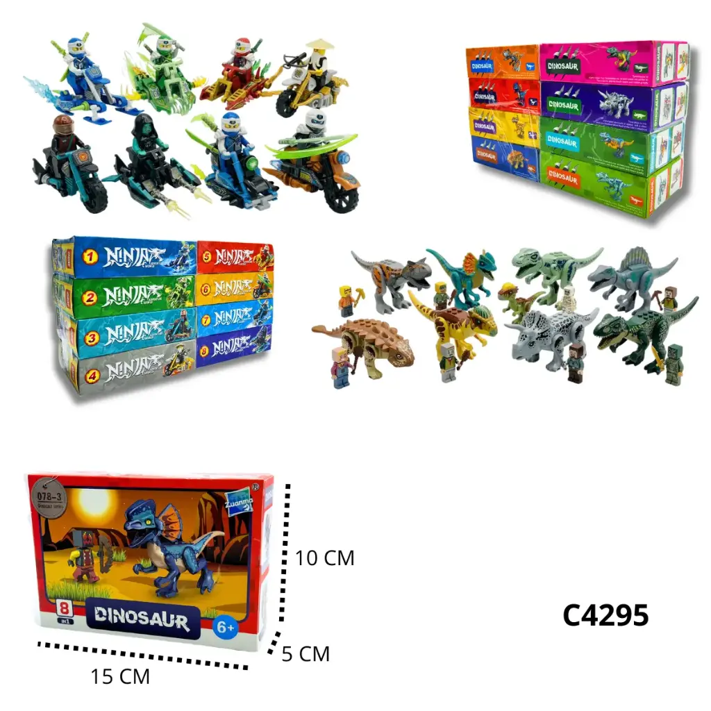 C4295 FICHAS NINJA Y DINOSAURIO X8 PCS