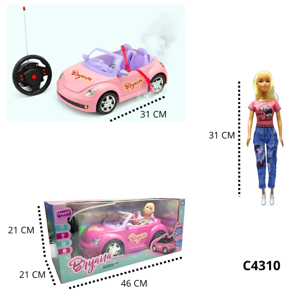 C4310 MUÑECA CON CARRO HUMO RECARGABLE