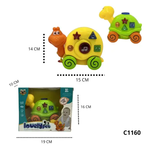 C1160 TORTUGA Y CARACOL CON CORDON DE ARRASTRE CON LUZ Y SONIDO
